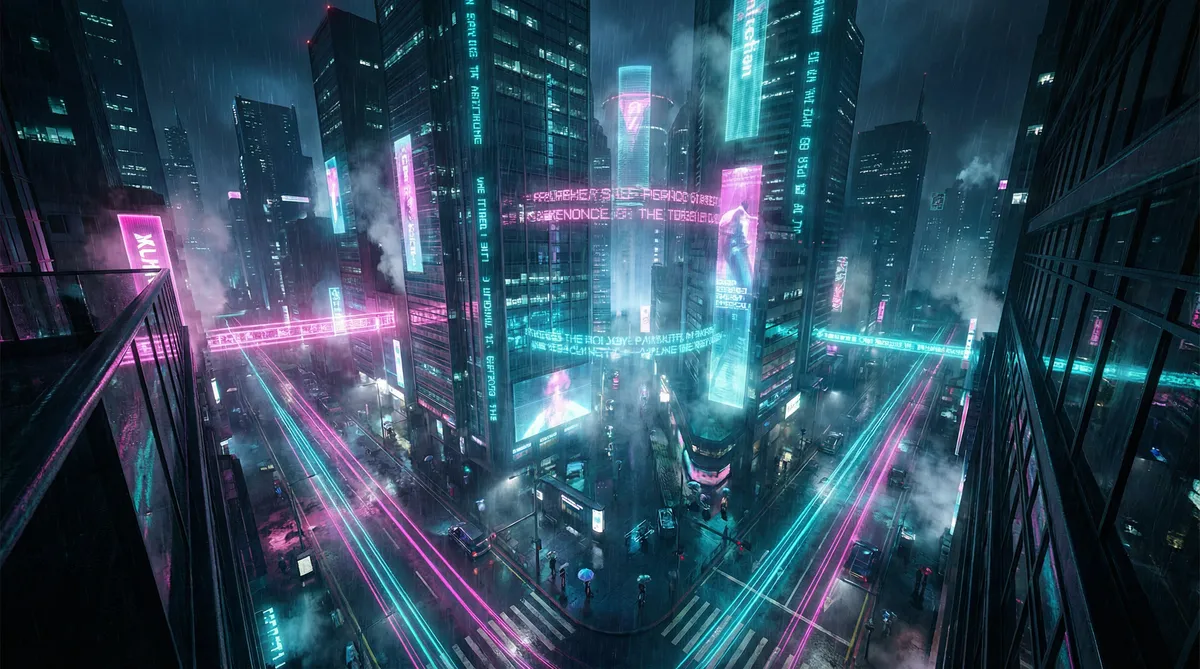 夏目友人帐 第二季 竖屏短剧平台首页背景 - 赛博朋克都市夜景